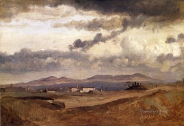 View of the Roman Campagna plein air Romanticism Jean Baptiste Camille Corot Oil Paintings